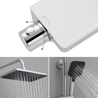 Lonheo max Douchesysteem - Regendouche met Thermostaatkraan Met planchet Chroom - Regendouche met 3 Functie Handdouche