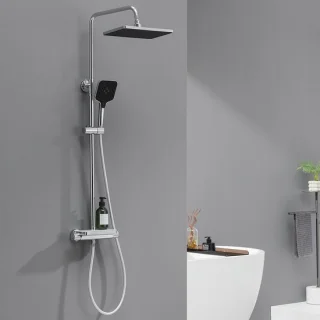Lonheo max Douchesysteem - Regendouche met Thermostaatkraan Met planchet Chroom - Regendouche met 3 Functie Handdouche