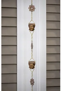 Boeddha Hoofd Regenketting 8-1/2 voet lang - 12 Grote Figuren - Puur Koper