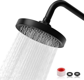 Ronde Hoge Druk Douchekop 15,2 cm - Zwart, Waterbesparend en Draaibaar review