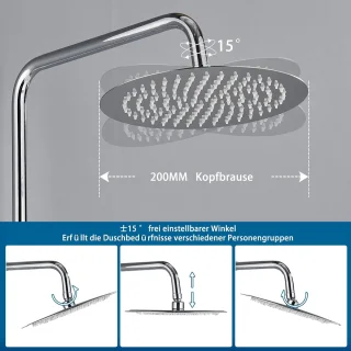 Douchekolom regendouche Douchemixer regendouche gechroomd Doucheensemble Douchesysteem met planken, regendouche cascade, ABS handdouche 3 functies voor badkamers