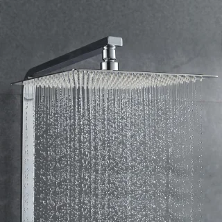 Regendouche van roestvrij staal - Rechthoekig - Grote douchekop - 300 cm - Chroom zilver - Grande 12 inch - Grifema G831 rain shower head