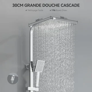 Thermostatische Douchezuil van Roestvrij Staal met Handdouche - Verstelbaar van 80 tot 124 cm