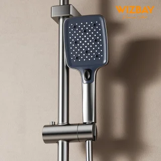 WizBay Premium Select® Luxe 4-in-1 Thermostatische Regendouche – Handdouche met 3 Functies - Piano Keys – Regendouche 30x20cm – Handdouche – Massage Tube – RVS