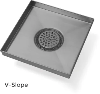 Vierkante bodemsifon 150x150 mm met roestvrijstalen afvoerrooster en 360° draaibare douchekop