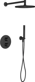 Regn complete thermostatische regendouche inbouwset rond, mat zwart