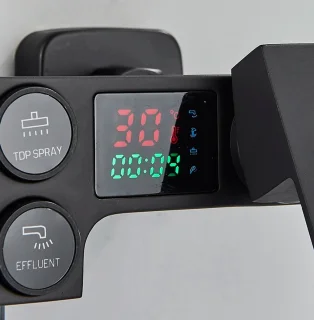 CozyLiving Regendouche met LED Scherm en Thermostaatkraan - Doucheset Zwart - Regendoucheset - Zwart Douchekolom met Thermostatische Mengkraan - 9 inch Douchekop