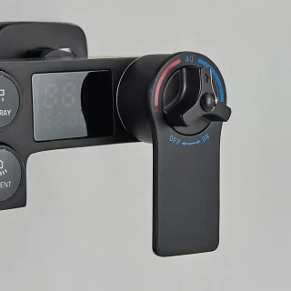 CozyLiving Regendouche met LED Scherm en Thermostaatkraan - Doucheset Zwart - Regendoucheset - Zwart Douchekolom met Thermostatische Mengkraan - 9 inch Douchekop