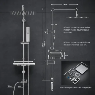 DailySupplies® Regendouche Zonder Kraan - Regendouchekop - Regendouches - Regendoucheset - Zilver