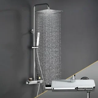 Regendouche doucheset met thermostaat - complete set roestvrij staal voor een luxe doucheervaring