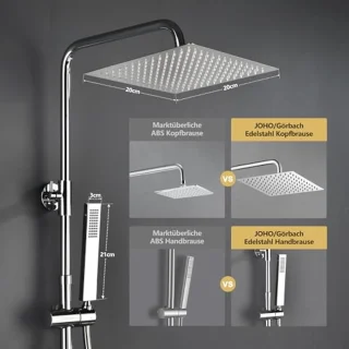 Regendouche doucheset met thermostaat - complete set roestvrij staal voor een luxe doucheervaring