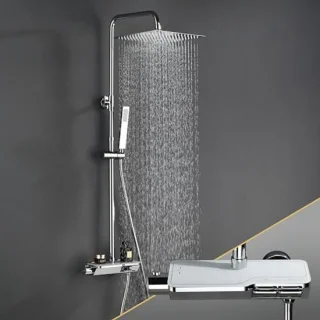 Regendouche doucheset met thermostaat - complete set roestvrij staal voor een luxe doucheervaring