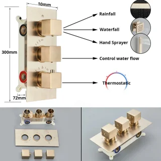 Betaalbare Goederen® Plafond Douchekop - Goud - Douchekraan - Slimme Digitale Display - Mengkraan Douche - Regendouchekop - Led Regendouche - Waterval