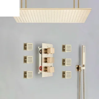 Betaalbare Goederen® Plafond Douchekop - Goud - Douchekraan - Slimme Digitale Display - Mengkraan Douche - Regendouchekop - Led Regendouche - Waterval