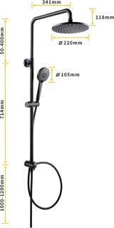 Wat vinden we goed aan de CECIPA max Douchesysteem Zwart - Regendouche Douche- Doucheset met 2 Functies - Roestvrijstalen Doucheset - Zwart