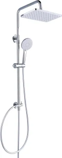 Regendouche Set met Vierkante Douchekop en Handdouche, Verstelbare Douchestang 65-102 cm