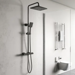 Unyqoos® Elegant zwart douchesysteem met verstelbare regendouche en thermostaat
