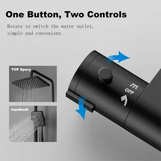 Unyqoos® Elegant zwart douchesysteem met verstelbare regendouche en thermostaat