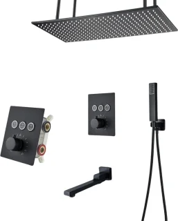 Betaalbare Goederen® Plafond Douchekop - Zwart - Douchekraan - Slimme Digitale Display - Mengkraan Douche - Regendouchekop - Led Regendouche - Waterval