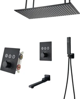 Betaalbare Goederen® Plafond Douchekop - Zwart - Douchekraan - Slimme Digitale Display - Mengkraan Douche - Regendouchekop - Led Regendouche - Waterval