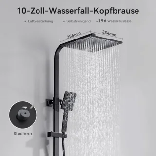 Moderne Zwarte Douchekolom met Thermostaat en Regendouche
