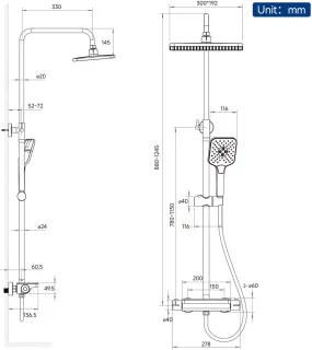 LEOHEO MAX Regendouche met Thermostaatkraan - Doucheset Zwart - Regendoucheset - Inclusief thermostaatkraan en planchet Zwart - 10 inch Douchekop