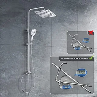 Hoogte Verstelbaar Douchesysteem met Regendouche en Handdouche - Chroom 25x25cm