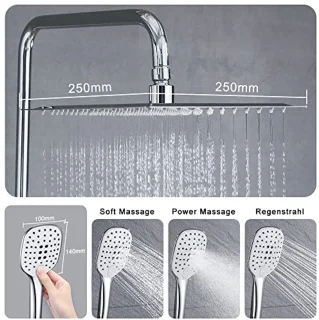Hoogte Verstelbaar Douchesysteem met Regendouche en Handdouche - Chroom 25x25cm