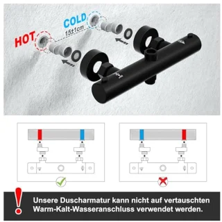 Verstelbare Douche Set met Thermostaat en Handdouche - Hoogwaardige Douchesysteem in Zwart