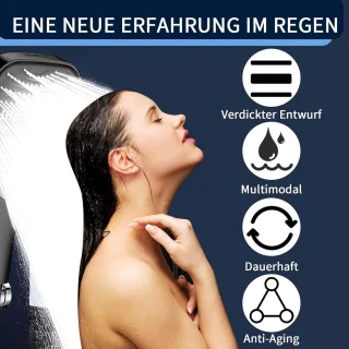 Douchekop met 8 straalmodi en waterbesparende technologie voor een luxe douche-ervaring