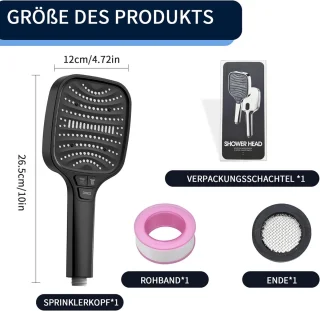 Douchekop met 8 straalmodi en waterbesparende technologie voor een luxe douche-ervaring