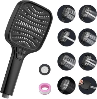 Douchekop met 8 straalmodi en waterbesparende technologie voor een luxe douche-ervaring