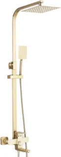 Paco Goederen® Regendoucheset - Complete doucheset - Handdouche - Goud geborsteld douchesysteem - m 3-in-1 met regenhanddouche - Draaibare uitloop Douche voor badkamer Badkuip Douchekraan