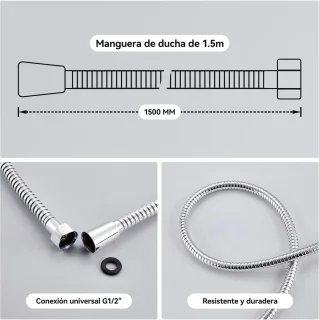 Auralum max - Regendouche met Thermostaatkraan - 12 inch Douchekop - Waterbesparend - Wandmontage - Doucheset - Chroom - Met Drie-functie Handdouche