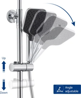 Lonheo max Regendouche met Thermostaatkraan - Douchesysteem Thermostaat Met planchet Chroom - Doucheset met 3-functie Douchekop - 1250mm