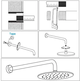 Roestvrijstalen Douchearm 41 cm met Universele Connector voor Regendouchekop