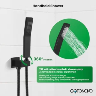 Regendouche Systeem Mat Zwart 12 Inch Douchekop met Handdouche Complete Set voor Wandmontage