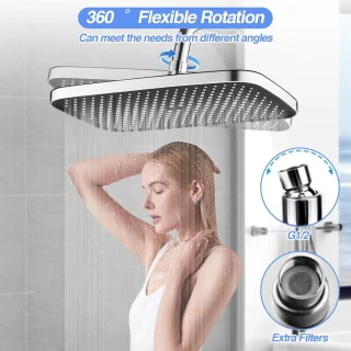 Regendouche met 360° Verstelbare Douchekop - Waterbesparend en Antikalk