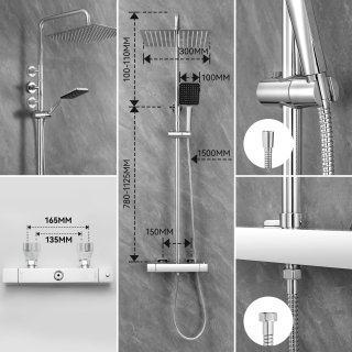 Wat vinden we goed aan de Auralum Max Regendouche RVS - Ø 30 cm - Handdouche Met 6 standen - Waterbesparend - Inclusief thermostaatkraan - Chroom