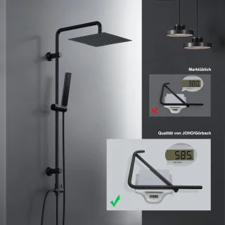 XL Regendouche Set 25x25 cm Zwart - Roestvrijstalen Douchesysteem zonder Armatuur