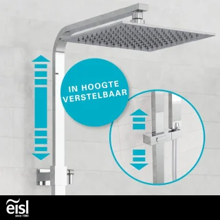 Douchesysteem met Thermostaat en Regendouche - Complete Doucheset met Douchepaneel en In hoogte Verstelbare Doucheglijstang