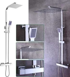 Luxe Regendoucheset met Thermostaat en Handdouche - Veilig en Hoogwaardig Douchesysteem