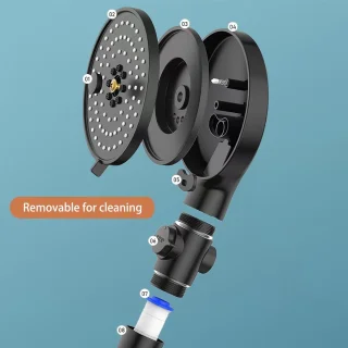 Hoge Druk Douchekop Met Waterbesparing En Filtratiefunctie - 5 Sproeimodi 12cm Paneel