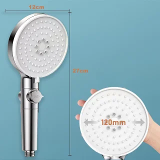 Hoge Druk Douchekop Met Waterbesparing En Filtratiefunctie - 5 Sproeimodi 12cm Paneel