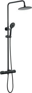 De Auralum MAX Regendouche met Thermostaatkraan - Doucheset Zwart - Regendoucheset - Verstelbare Hoogte 84-121 cm - 9 inch Douchekop in één oogopslag