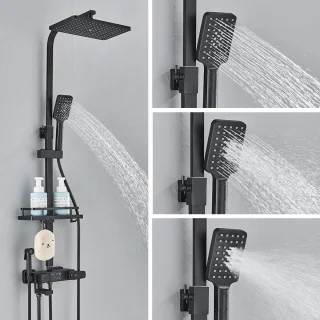 Seastone - Complete Doucheset – Regendouche - Handdouche - Bidet & Kraan - LED Temperatuur Display - Mat Zwart