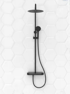 Saqu Total Control regendoucheset met 3 straalsoorten en planchet Ø30cm mat zwart