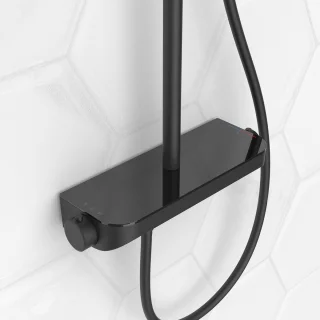 Saqu Total Control regendoucheset met 3 straalsoorten en planchet Ø30cm mat zwart