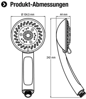 Handdouche met 5 straalsoorten - Verchroomd - 104,5 mm Hoofddiameter - Waterbesparend & Antikalk