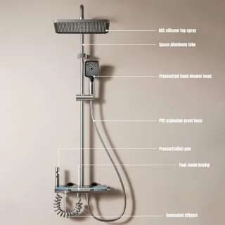 Thermostatische Douchezuil Set met Plafonddouche en Handdouche